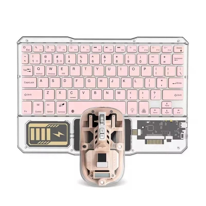 Y&D New Mini Wireless Gaming Keyboard Mouse Combo - Bluetooth 5.0 + 2.4G, 7-Color RGB Backlit, Transparent Design for PC, Laptop, Phone - Image 4